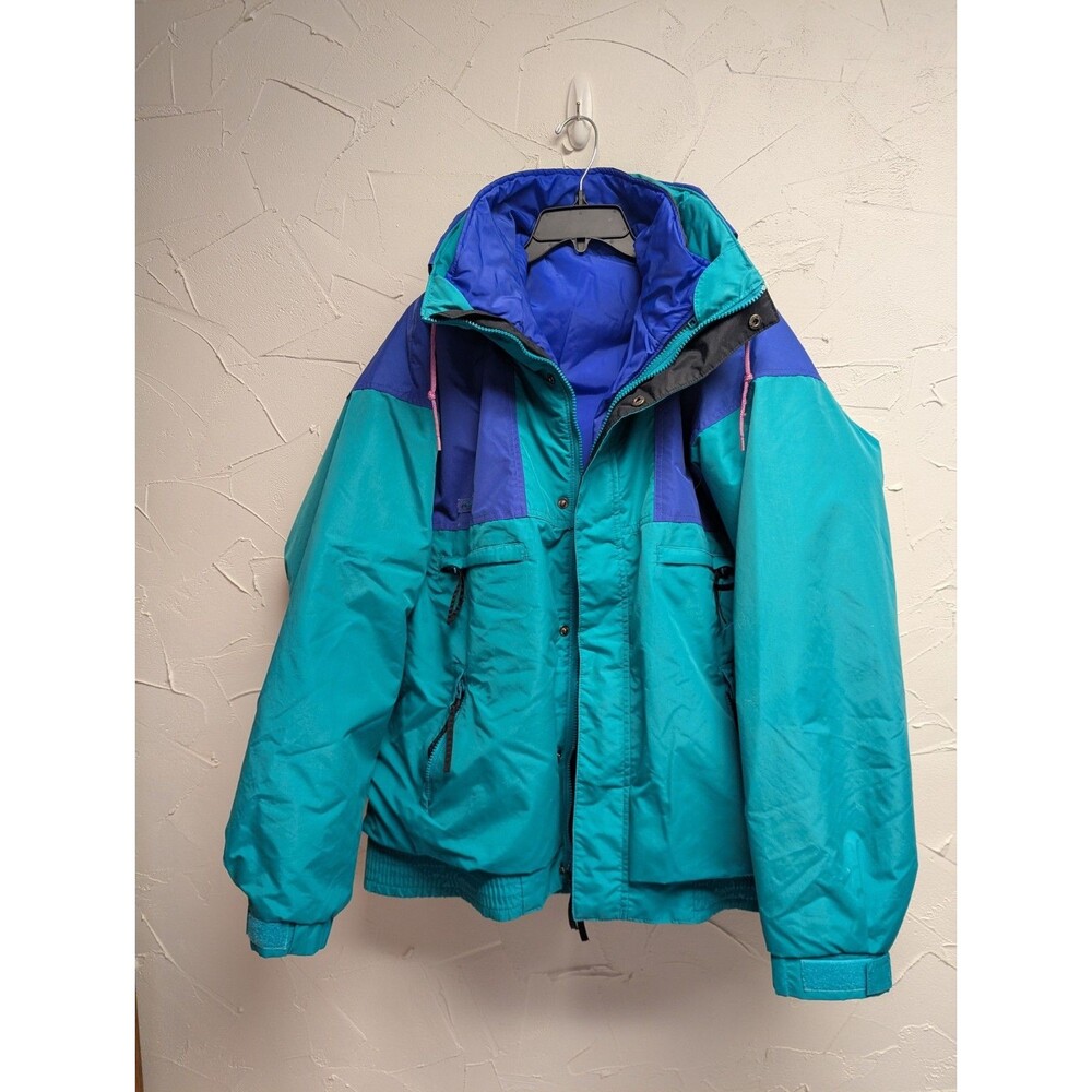 Columbia Vintage 90s 4-in-1 Ski Jacket Teal Blue Colorblock Removable Liner